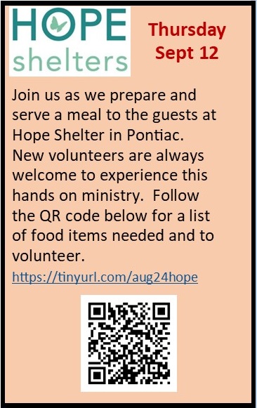 Hope Shelter Meal – September 12