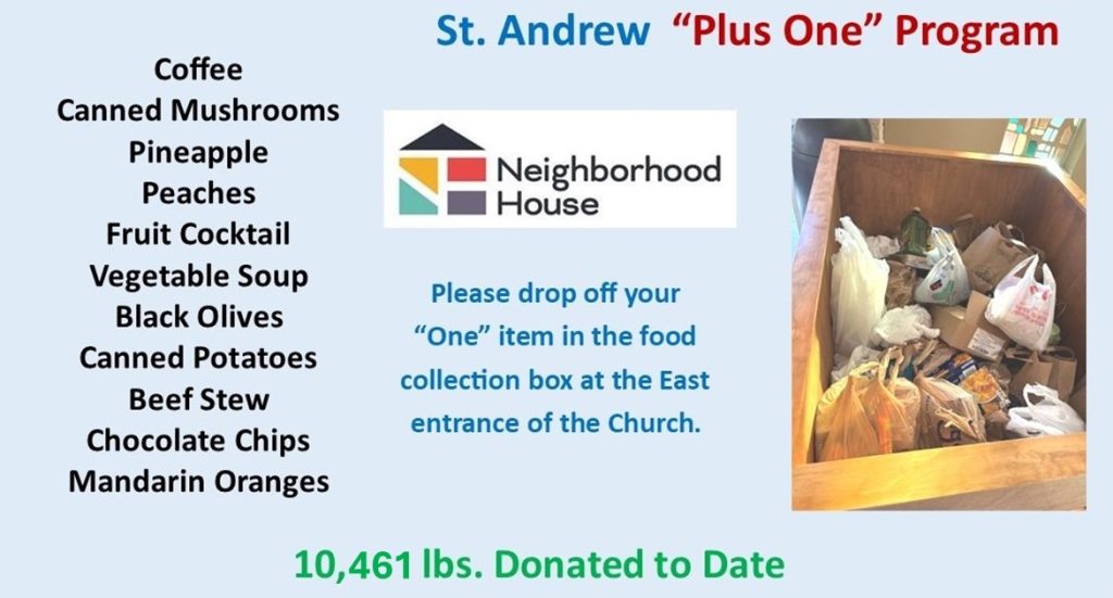 “PLUS ONE” Food Pantry Donations