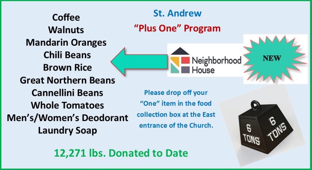 “PLUS ONE” Food Pantry Donations