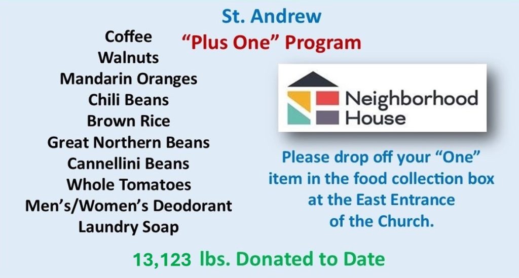 “PLUS ONE” Food Pantry Donations