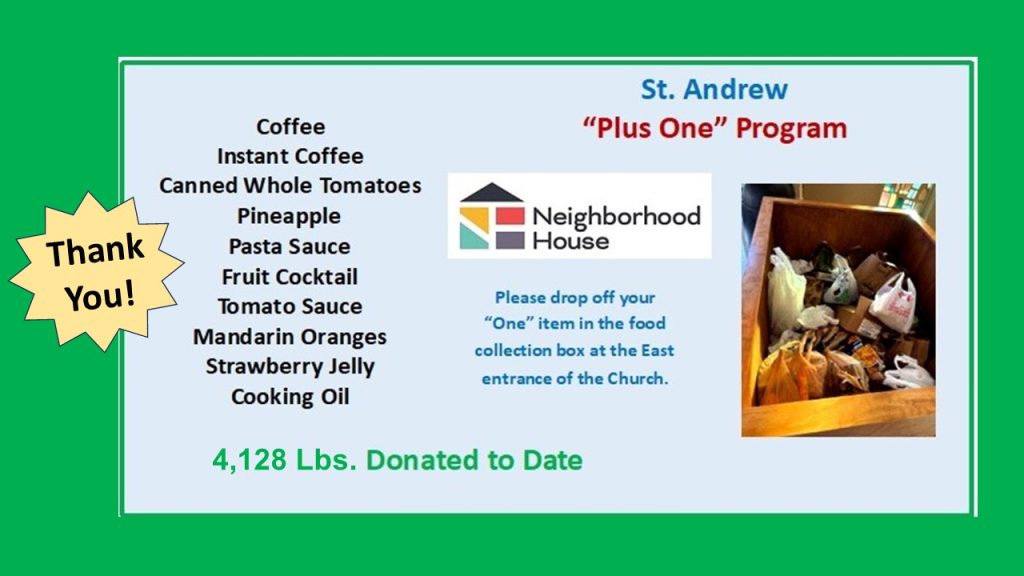 Don’t forget to bring your “PLUS ONE” each week!