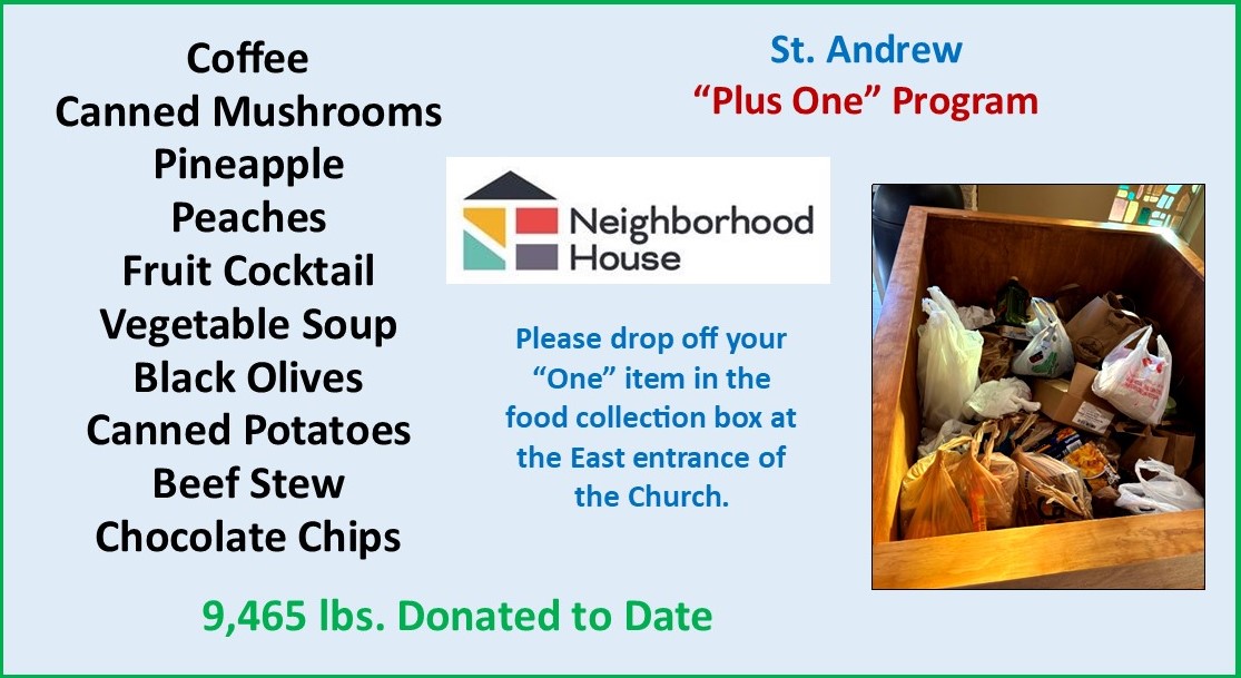 “PLUS ONE” Food Pantry Donations