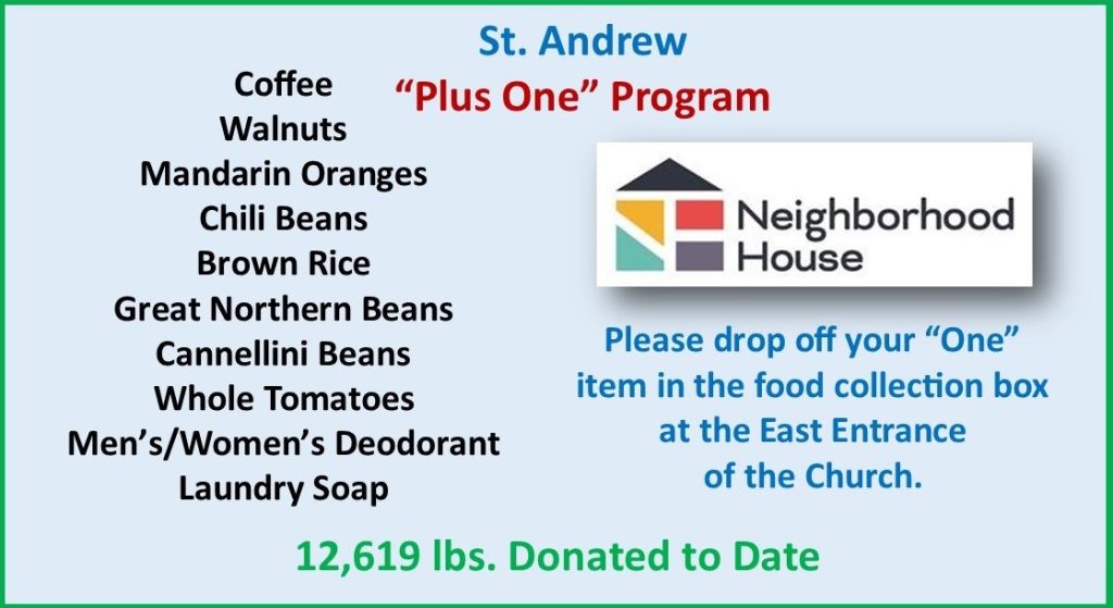 “PLUS ONE” Food Pantry Donations