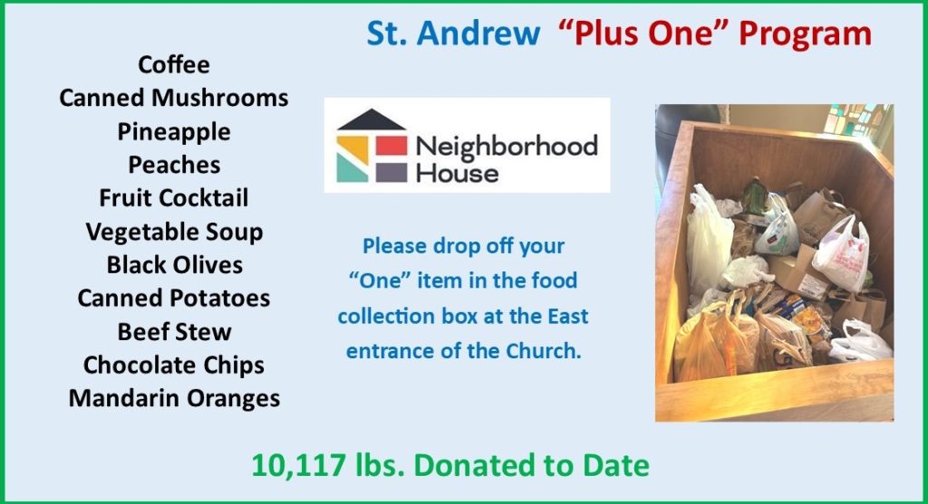 “PLUS ONE” Food Pantry Donations