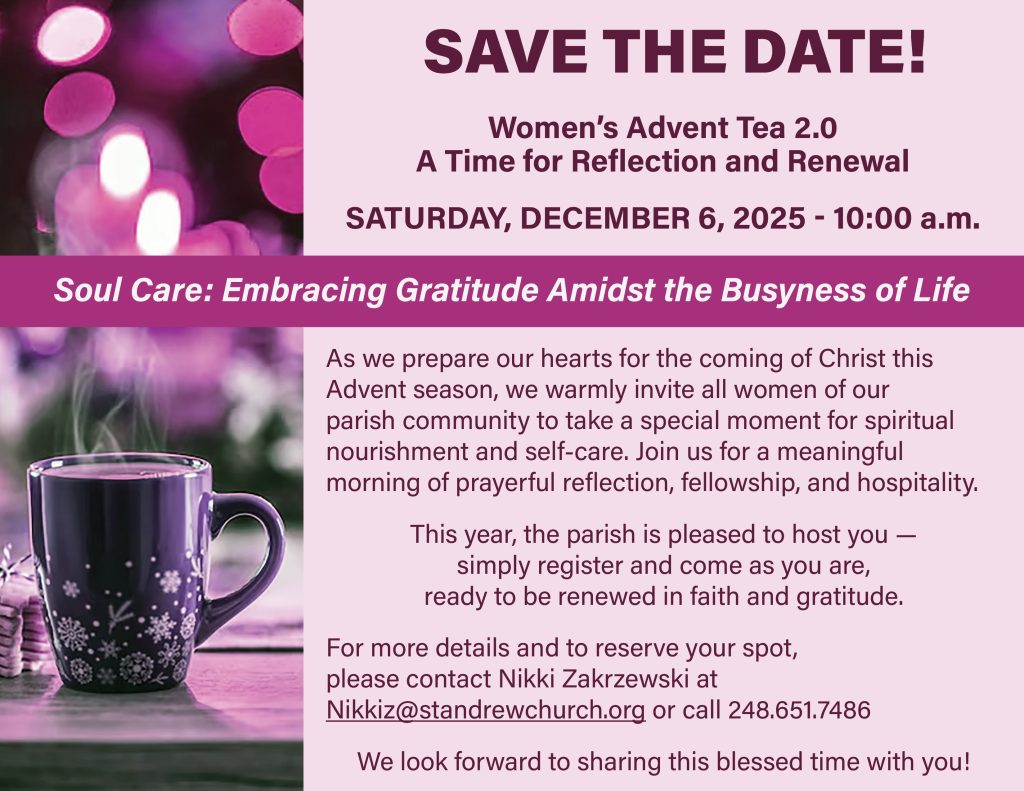 Women’s Advent Tea 2.0 – Dec. 6 at 10 am
