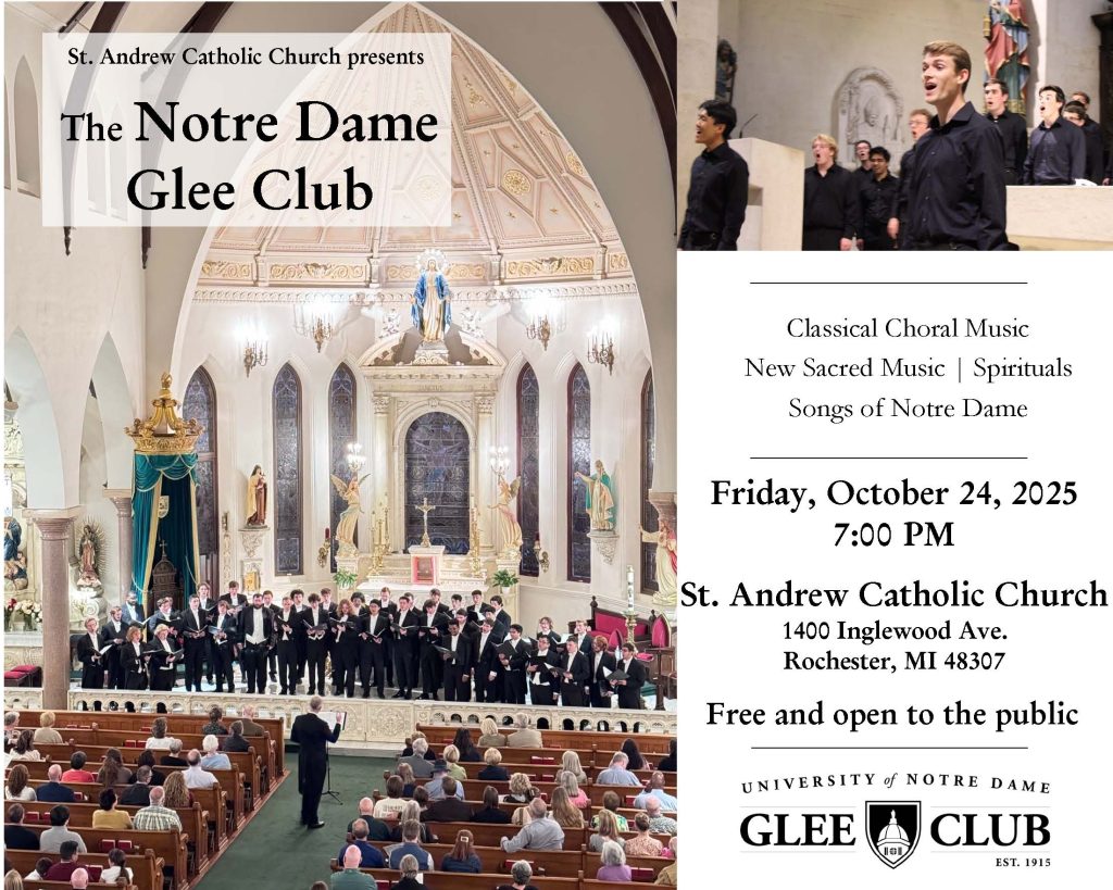 St. Andrew Presents the University of Notre Dame Glee Club – Friday, Oct. 24 @7pm
