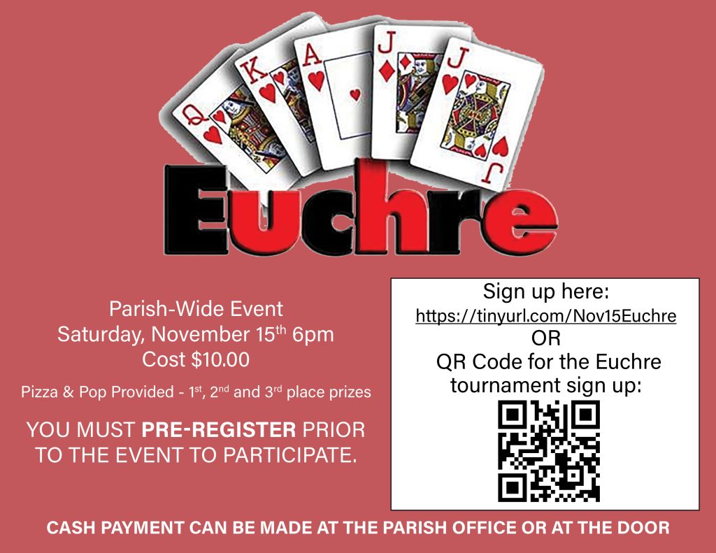 Euchre Night – Saturday, November 15 at 6 PM