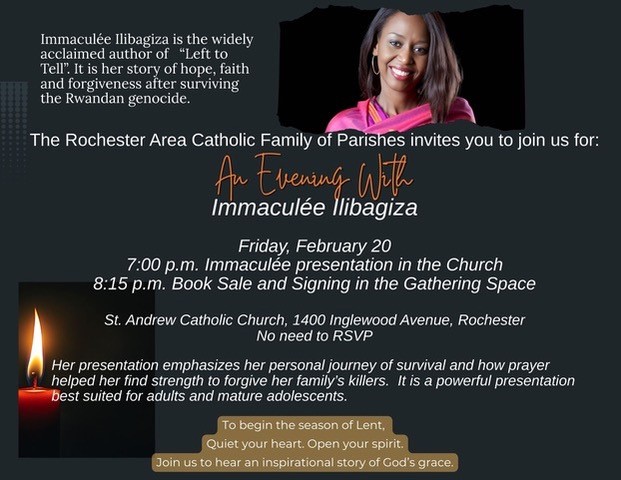 An Evening with Immaculee Ilibagiza – Friday, February 20 at 7 pm