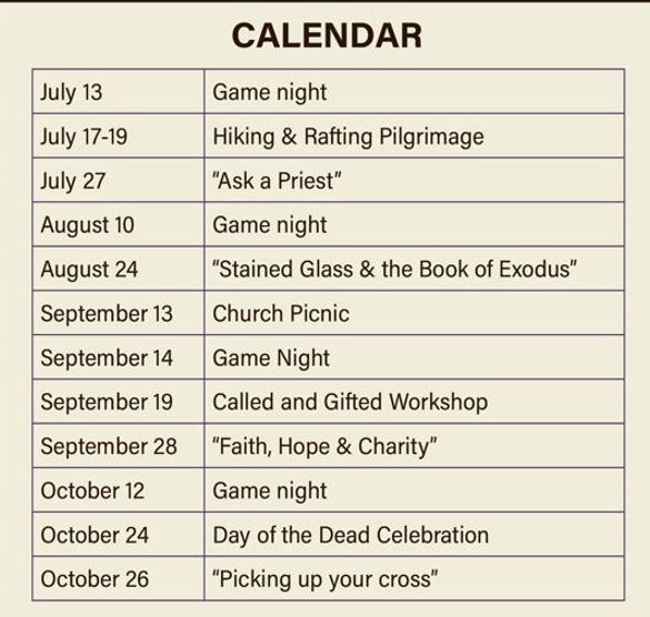 Rooted Young Adults – Upcoming Events Calendar